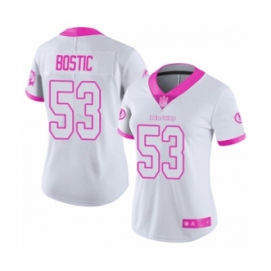 Women's Washington Redskins #53 Jon Bostic Limited White Pink Rush Fashion Football Jersey