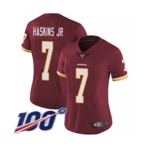 Women's Washington Redskins #7 Dwayne Haskins Burgundy Red Team Color Vapor Untouchable Limited Player 100th Season Jersey