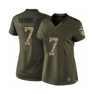 Women's Washington Redskins #7 Dwayne Haskins Limited Green Salute to Service Football Jersey