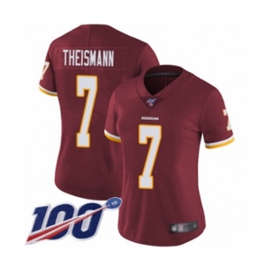 Women's Washington Redskins #7 Joe Theismann Burgundy Red Team Color Vapor Untouchable Limited Player 100th Season Football Jersey