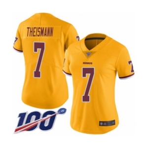 Women's Washington Redskins #7 Joe Theismann Limited Gold Rush Vapor Untouchable 100th Season Football Jersey