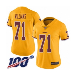 Women's Washington Redskins #71 Trent Williams Limited Gold Rush Vapor Untouchable 100th Season Football Jersey