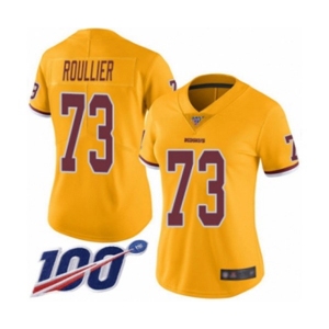 Women's Washington Redskins #73 Chase Roullier Limited Gold Rush Vapor Untouchable 100th Season Football Jersey