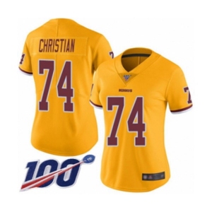 Women's Washington Redskins #74 Geron Christian Limited Gold Rush Vapor Untouchable 100th Season Football Jersey