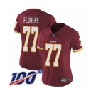 Women's Washington Redskins #77 Ereck Flowers Burgundy Red Team Color Vapor Untouchable Limited Player 100th Season Football Jersey