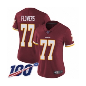 Women's Washington Redskins #77 Ereck Flowers Burgundy Red Team Color Vapor Untouchable Limited Player 100th Season Football Jersey