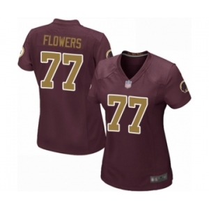 Women's Washington Redskins #77 Ereck Flowers Game Burgundy Red Gold Number Alternate 80TH Anniversary Football Jersey