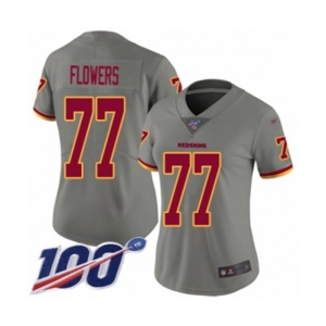 Women's Washington Redskins #77 Ereck Flowers Limited Gray Inverted Legend 100th Season Football Jersey
