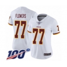 Women's Washington Redskins #77 Ereck Flowers White Vapor Untouchable Limited Player 100th Season Football Jersey