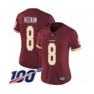 Women's Washington Redskins #8 Case Keenum Burgundy Red Team Color Vapor Untouchable Limited Player 100th Season Football Jersey