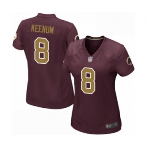 Women's Washington Redskins #8 Case Keenum Game Burgundy Red Gold Number Alternate 80TH Anniversary Football Jersey