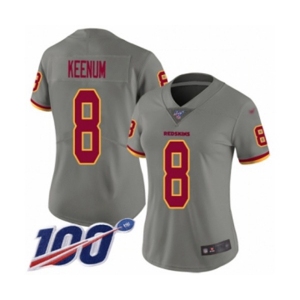 Women's Washington Redskins #8 Case Keenum Limited Gray Inverted Legend 100th Season Football Jersey