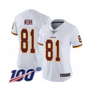 Women's Washington Redskins #81 Art Monk White Vapor Untouchable Limited Player 100th Season Football Jersey