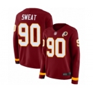 Women's Washington Redskins #90 Montez Sweat Limited Burgundy Therma Long Sleeve Football Jersey