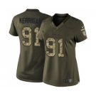 Women's Washington Redskins #91 Ryan Kerrigan Elite Green Salute to Service Football Jersey