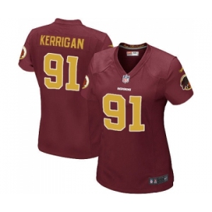 Women's Washington Redskins #91 Ryan Kerrigan Game Burgundy Red Gold Number Alternate 80TH Anniversary Football Jersey