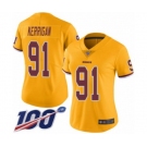 Women's Washington Redskins #91 Ryan Kerrigan Limited Gold Rush Vapor Untouchable 100th Season Football Jersey