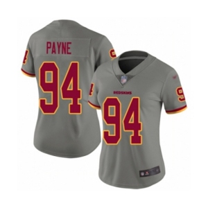 Women's Washington Redskins #94 Da'Ron Payne Limited Gray Inverted Legend Football Jersey