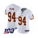 Women's Washington Redskins #94 Da'Ron Payne White Vapor Untouchable Limited Player 100th Season Football Jersey