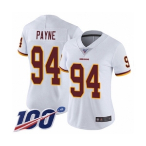 Women's Washington Redskins #94 Da'Ron Payne White Vapor Untouchable Limited Player 100th Season Football Jersey