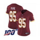 Women's Washington Redskins #95 Da'Ron Payne Burgundy Red Team Color Vapor Untouchable Limited Player 100th Season Football Jersey