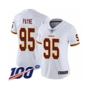 Women's Washington Redskins #95 Da'Ron Payne White Vapor Untouchable Limited Player 100th Season Football Jersey