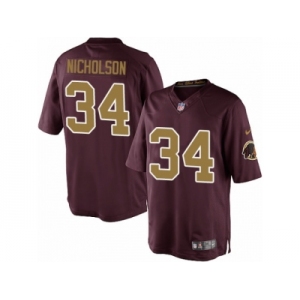 Youth Nike Washington Redskins #34 Montae Nicholson Limited Burgundy Red Gold Number Alternate 80TH Anniversary NFL Jersey