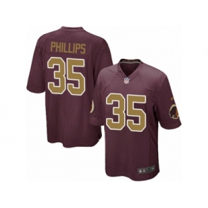 Youth Nike Washington Redskins #35 Dashaun Phillips Game Burgundy Red Gold Number Alternate 80TH Anniversary NFL Jersey