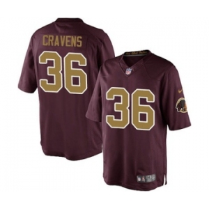 Youth Nike Washington Redskins #36 Su'a Cravens Limited Burgundy Red Gold Number Alternate 80TH Anniversary NFL Jersey