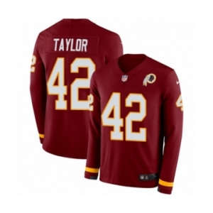 Youth Nike Washington Redskins #42 Charley Taylor Limited Burgundy Therma Long Sleeve NFL Jersey