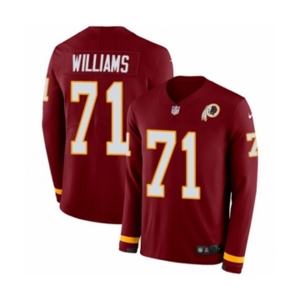 Youth Nike Washington Redskins #71 Trent Williams Limited Burgundy Therma Long Sleeve NFL Jersey