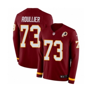 Youth Nike Washington Redskins #73 Chase Roullier Limited Burgundy Therma Long Sleeve NFL Jersey