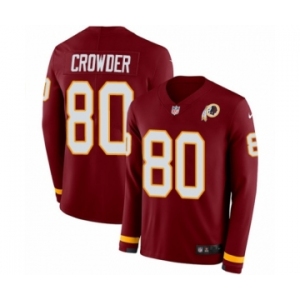 Youth Nike Washington Redskins #80 Jamison Crowder Limited Burgundy Therma Long Sleeve NFL Jersey