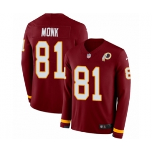 Youth Nike Washington Redskins #81 Art Monk Limited Burgundy Therma Long Sleeve NFL Jersey