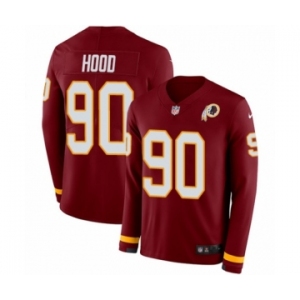 Youth Nike Washington Redskins #90 Ziggy Hood Limited Burgundy Therma Long Sleeve NFL Jersey