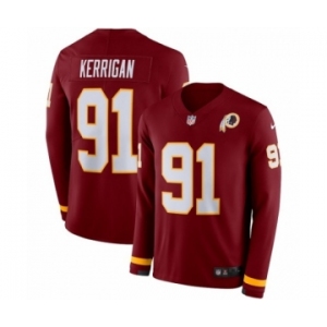 Youth Nike Washington Redskins #91 Ryan Kerrigan Limited Burgundy Therma Long Sleeve NFL Jersey