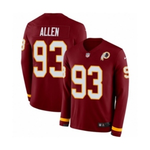 Youth Nike Washington Redskins #93 Jonathan Allen Limited Burgundy Therma Long Sleeve NFL Jersey