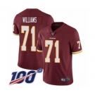 Youth Washington Redskins #71 Trent Williams Burgundy Red Team Color Vapor Untouchable Limited Player 100th Season Football Jersey