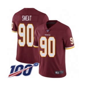 Youth Washington Redskins #90 Montez Sweat Burgundy Red Team Color Vapor Untouchable Limited Player 100th Season Football Jersey