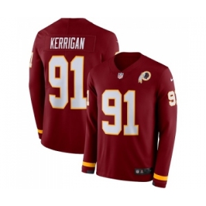 Youth Washington Redskins #91 Ryan Kerrigan Limited Burgundy Therma Long Sleeve Football Jersey