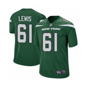 Men's New York Jets #61 Alex Lewis Game Green Team Color Football Jersey
