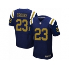 Men Nike New York Jets #23 Terrence Brooks Elite Navy Blue Alternate NFL Jersey