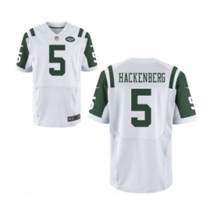 Men's Nike New York Jets #5 Christian Hackenberg Elite White NFL Jersey