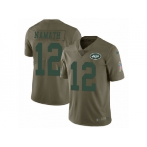 Men Nike New York Jets #12 Joe Namath Limited Olive 2017 Salute to Service NFL Jersey