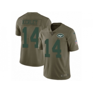Men Nike New York Jets #14 Jeremy Kerley Limited Olive 2017 Salute to Service NFL Jersey