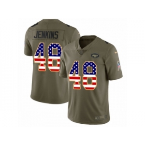 Men Nike New York Jets #48 Jordan Jenkins Limited Olive USA Flag 2017 Salute to Service NFL Jersey