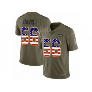 Men Nike New York Jets #56 DeMario Davis Limited Olive USA Flag 2017 Salute to Service NFL Jersey