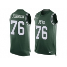Men Nike New York Jets #76 Wesley Johnson Limited Green Player Name & Number Tank Top NFL Jersey
