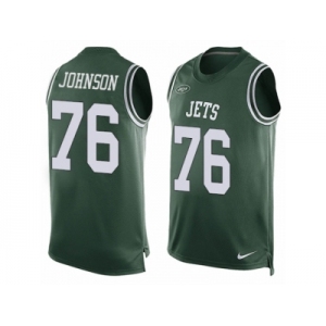 Men Nike New York Jets #76 Wesley Johnson Limited Green Player Name & Number Tank Top NFL Jersey