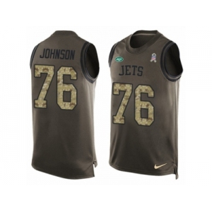 Men Nike New York Jets #76 Wesley Johnson Limited Green Salute to Service Tank Top NFL Jersey